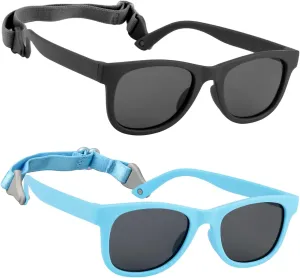 2 Pack Toddler Sunglasses Polarized with Strap for 0-24 Months/2-4 Years Kids, Girls Boys Baby Glasses UV Protection