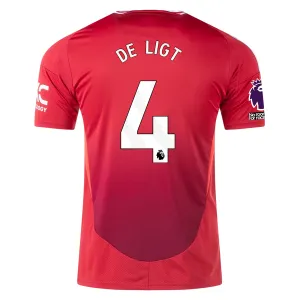adidas Manchester United Matthijs De Ligt Home Jersey w/ EPL   No Room For Racism 24/25 (MUFC Red)