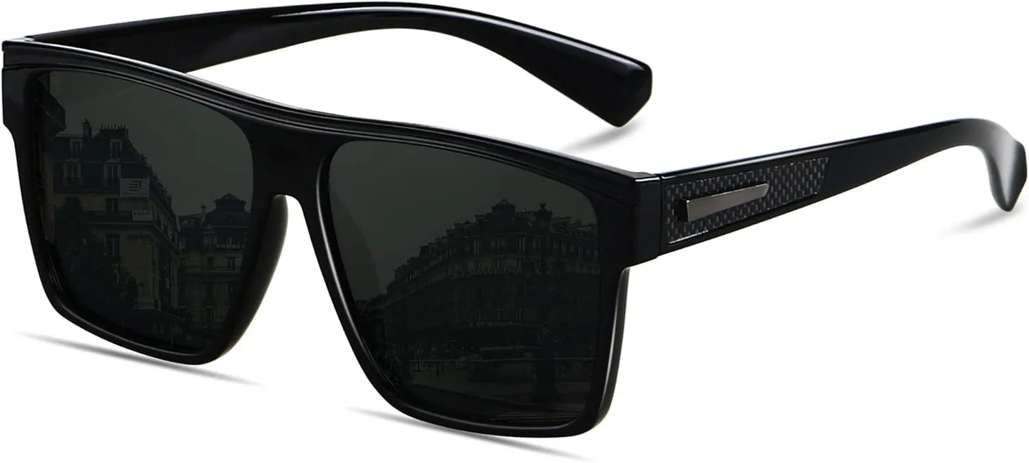 ANDWOOD Square Polarized Sunglasses For Men Women UV Protection Oversized Flat Top Big Shades Fashion Driving Sun glasses