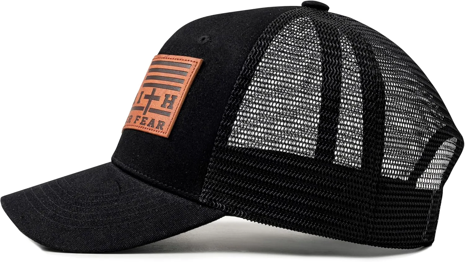 Christian US Flag Hat for Men Women, Faith Over Fear Cross Hat, Jesus USA Flag Leather Patch Adjustable Baseball Cap