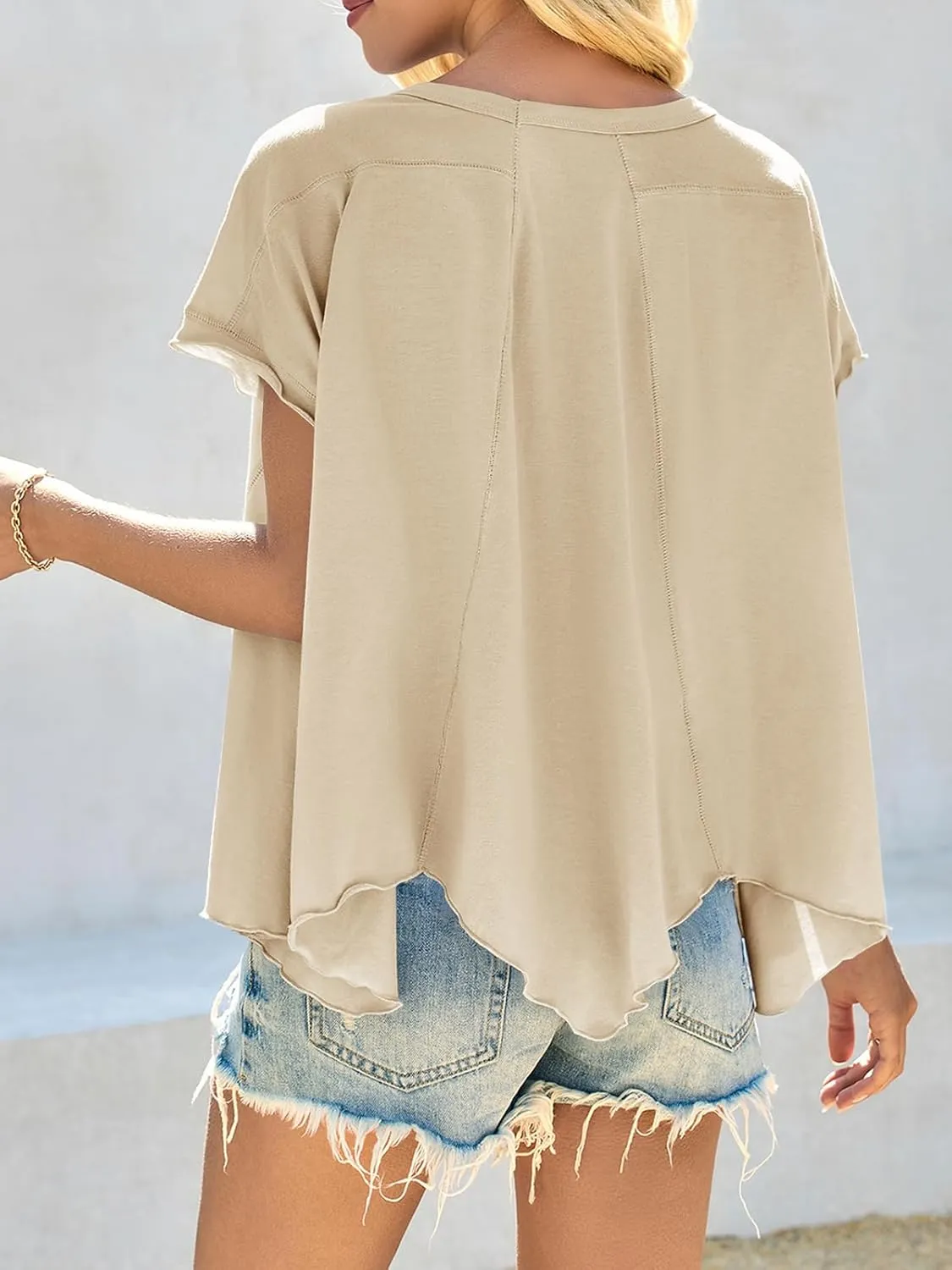 Cicy Bell Women Oversized Batwing Short Sleeve Tops Summer Irregular Hem Casual T Shirts Loose Fit Tees