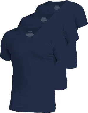 Comfneat Men's 3-Pack Undershirts Stretchy Cotton Spandex T-Shirts V-Neck Shirts for Men