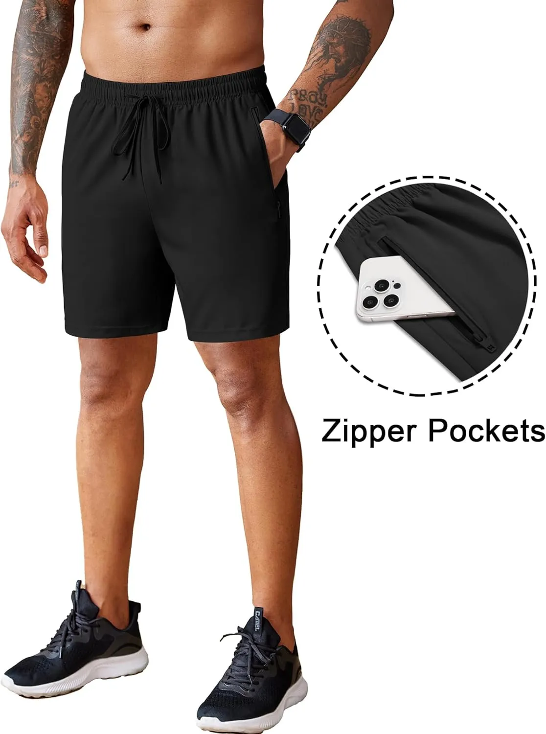COOFANDY Men's 2 Pack Workout Gym Shorts 7 Inch / 5 Inch Athletic Shorts Lightweight Casual Jogger Short with Zipper Pockets