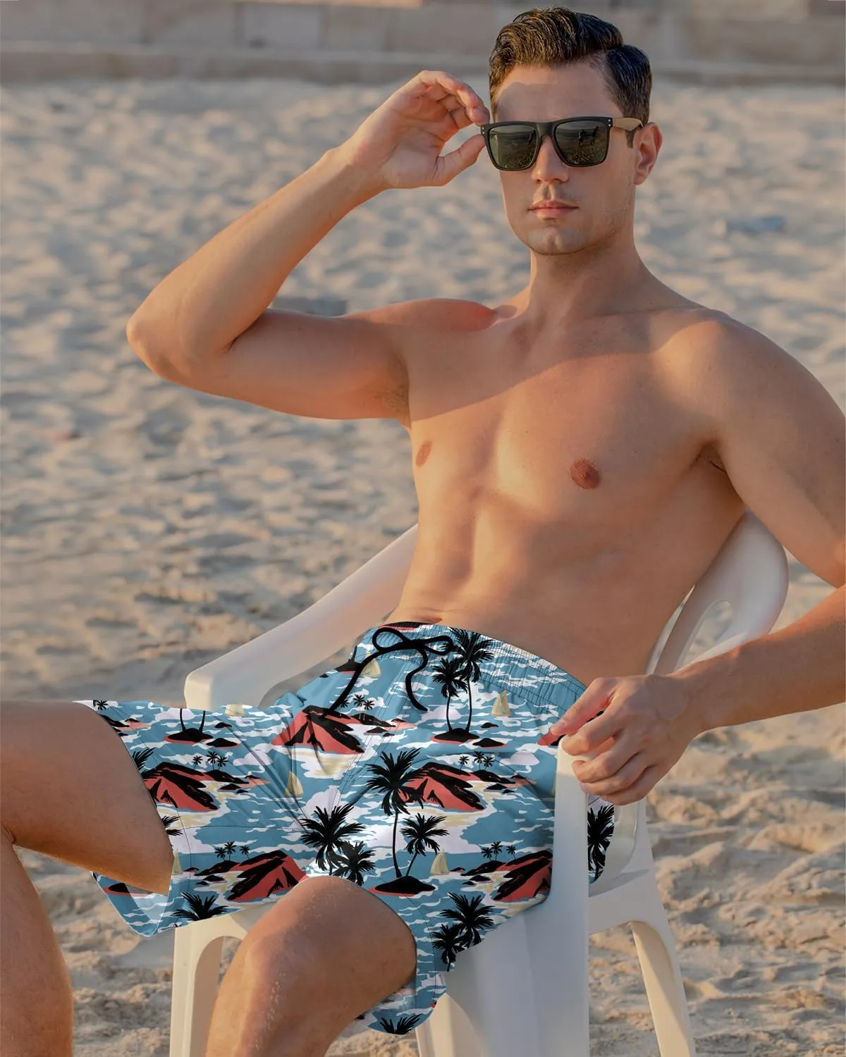 Cozople Mens Swimming Trunks with Compression Liner Swim Shorts 7 inch Quick Dry Bathing Suit Anti Chafe Boardshorts