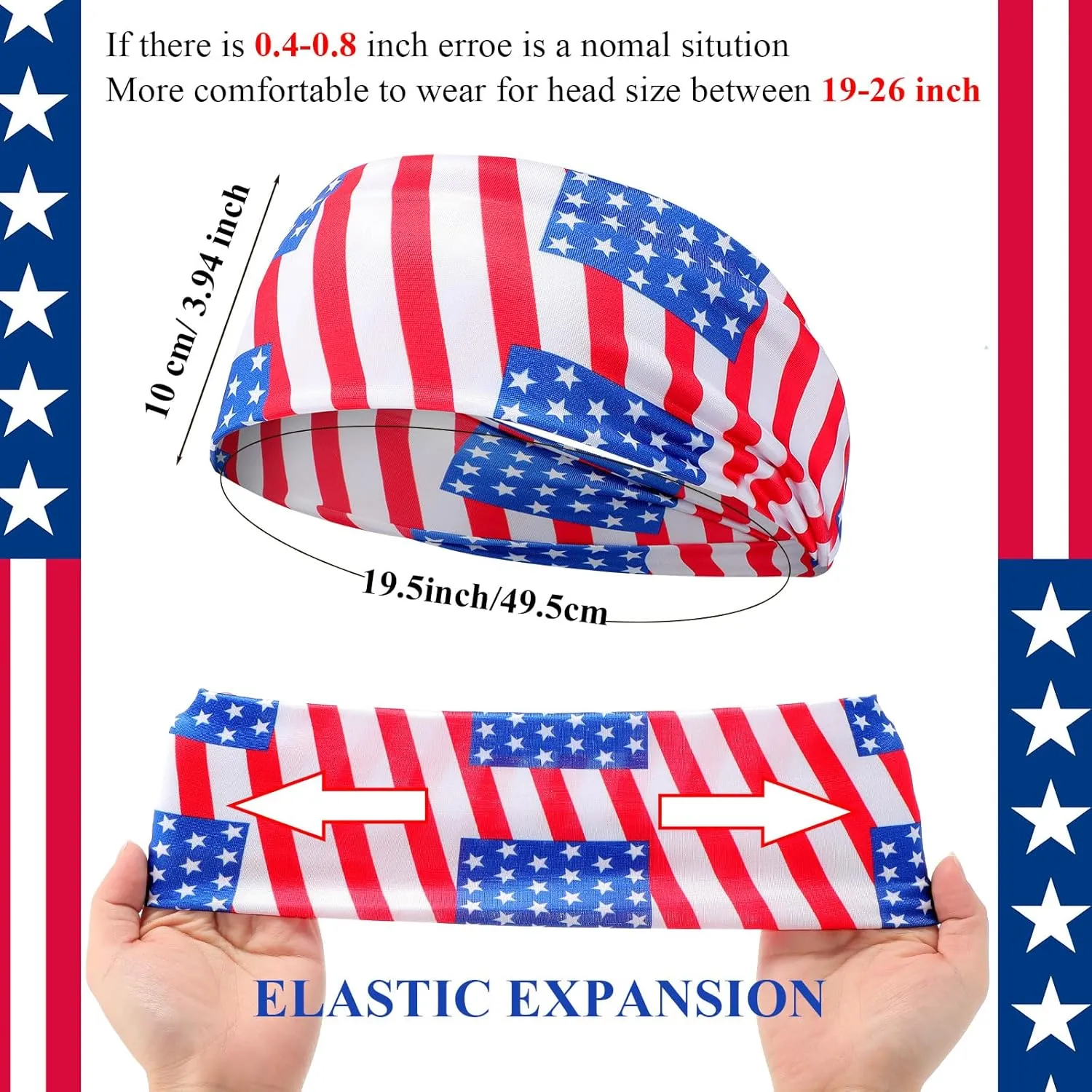 Foaincore 16 Pcs American Flag Headbands for Men Patriotic USA Bandana Moisture Wicking Stretchy Sweatbands for Women 4th of July Workout Running Yoga Sports