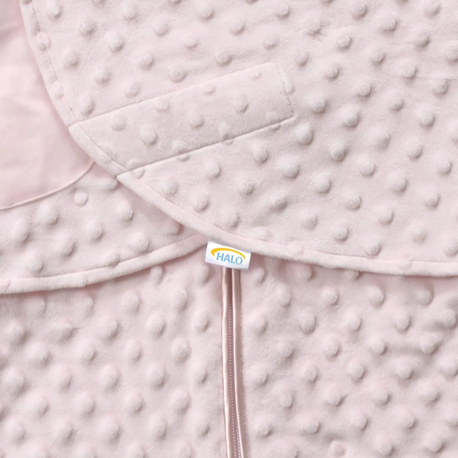 HALO Sleepsack Swaddle Plush Dot Velboa, 3-Way Adjustable Swaddle Blanket, TOG 3.0 for Cool Climates, Pink, Newborn, 0-3 Months
