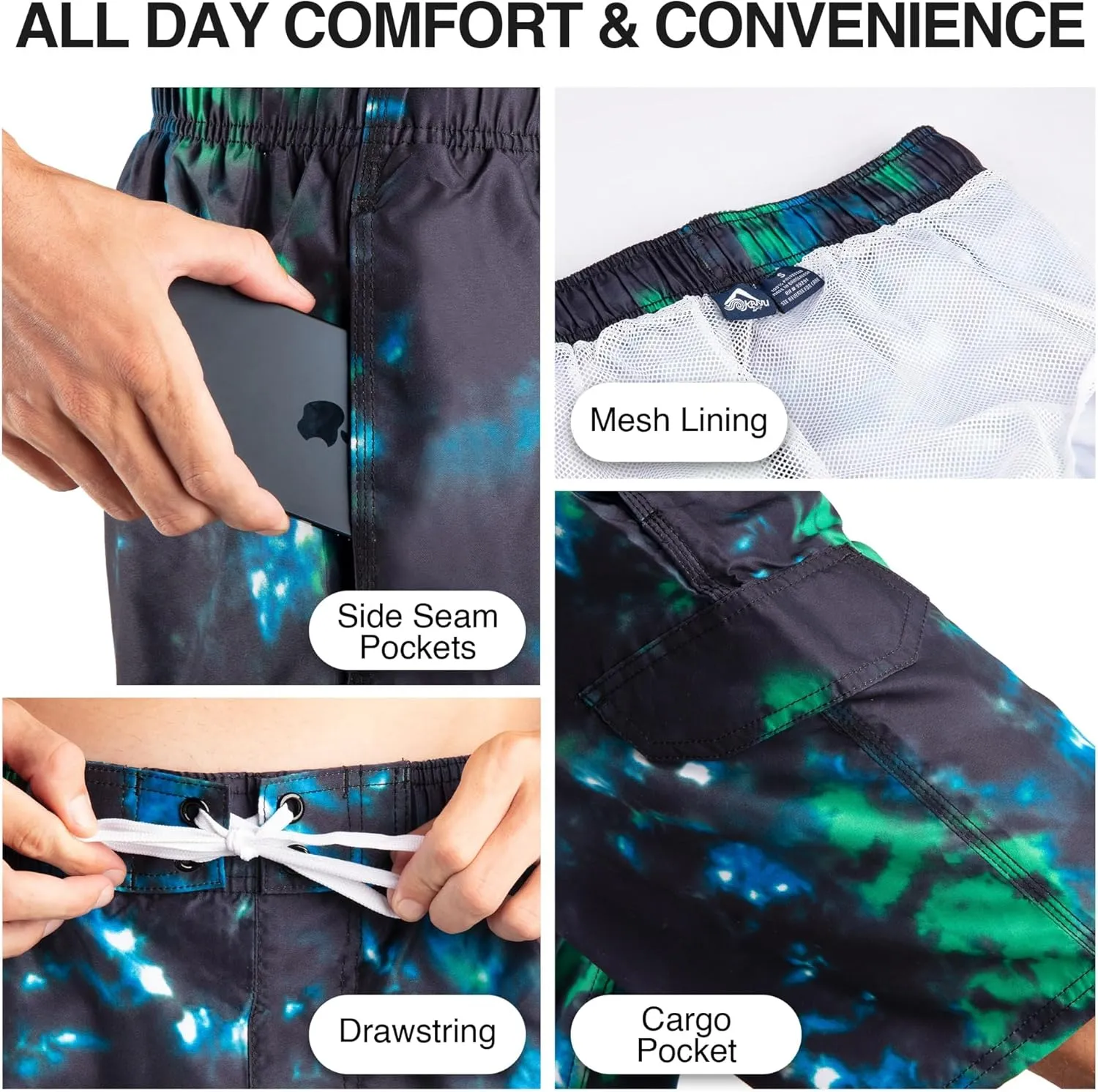 Kanu Surf Men's Infinite Swim Trunks (Regular & Extended Sizes)