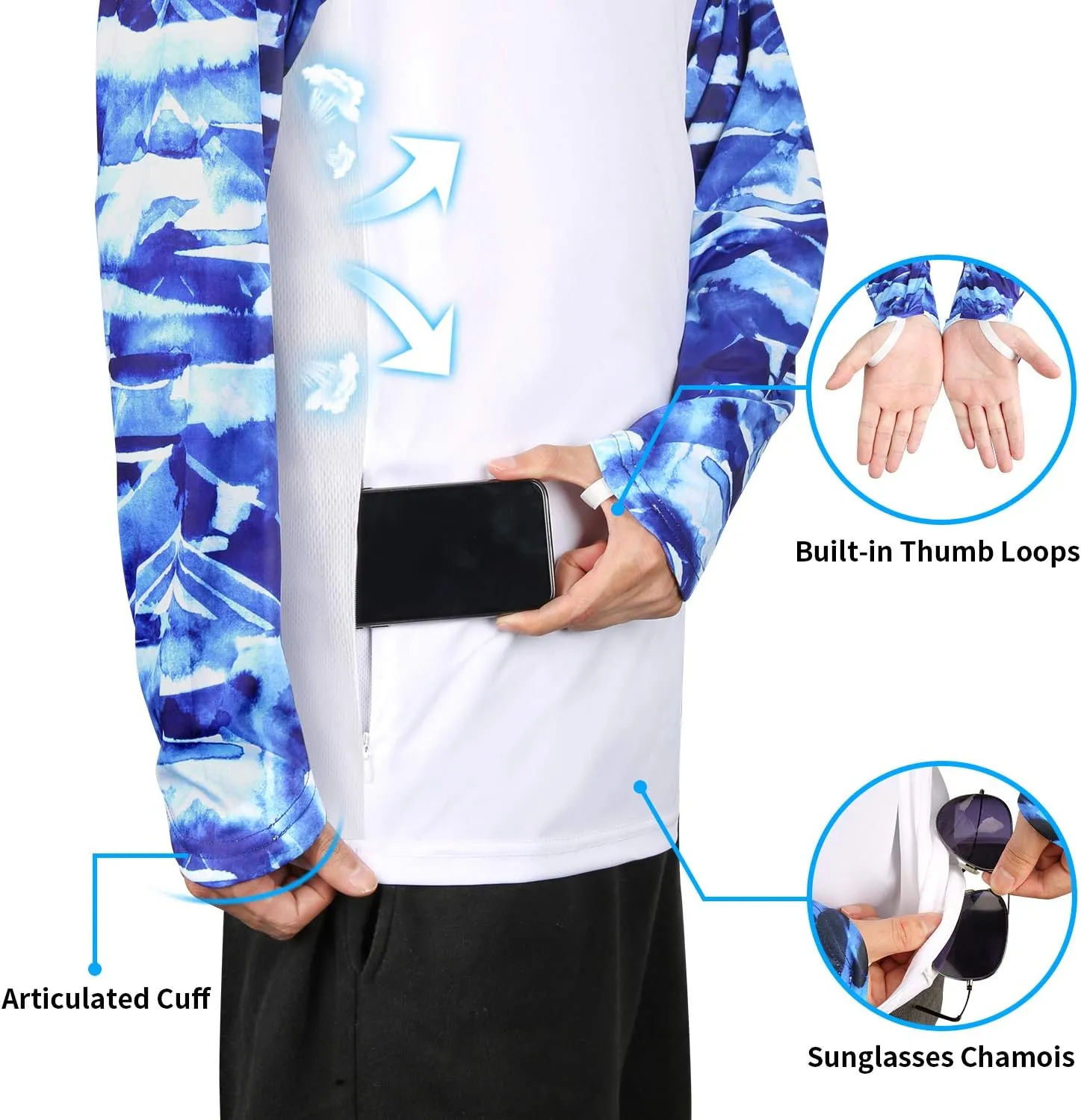 Palmyth Fishing Shirt for Men Long Sleeve Sun Protection UV UPF 50  T-Shirts with Pocket