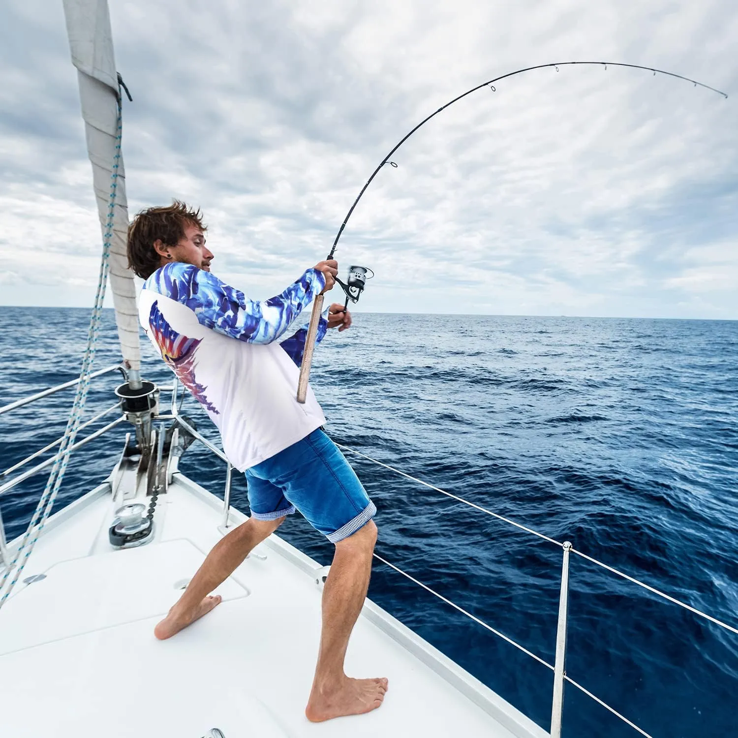 Palmyth Fishing Shirt for Men Long Sleeve Sun Protection UV UPF 50  T-Shirts with Pocket
