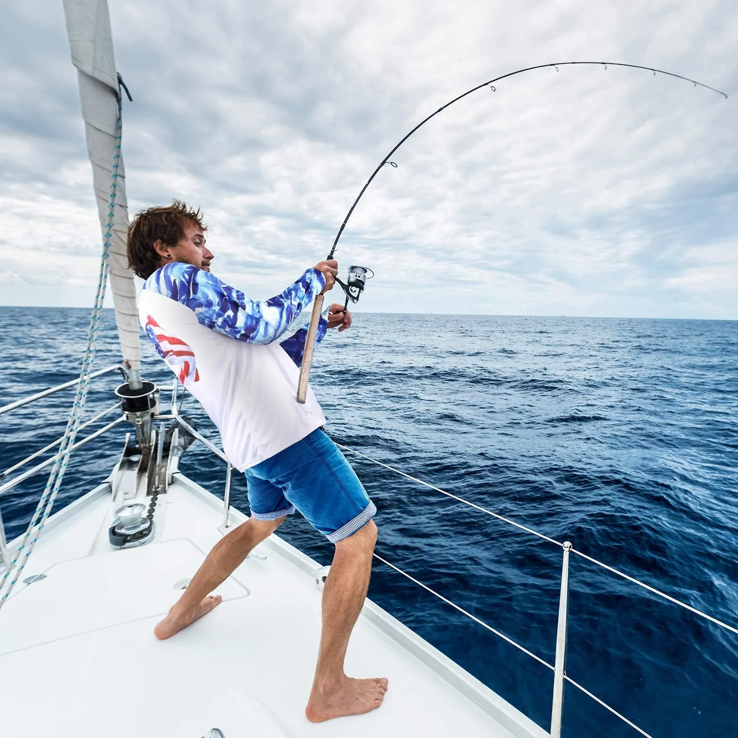 Palmyth Fishing Shirt for Men Long Sleeve Sun Protection UV UPF 50  T-Shirts with Pocket