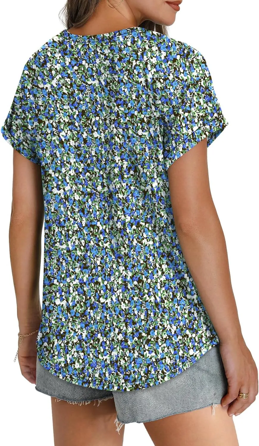 WEESO Womens T Shirts Crew Neck Rolled Short Sleeve Basic Summer Tops 2025 Casual Tees Curved Hem